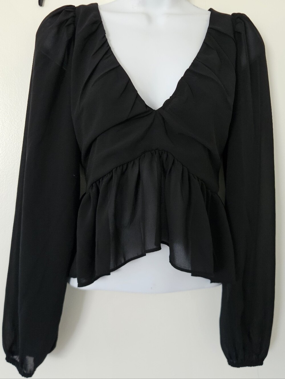 H&M Womens Top XS Whimsigoth Fairy Babydoll Sheer Cropped Witchy Flowy Dainty